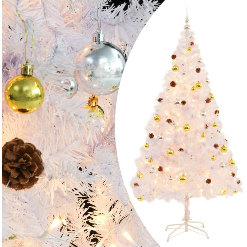 foto del prodotto vidaxl - albero di natale preilluminato con palline bianco 210 cm