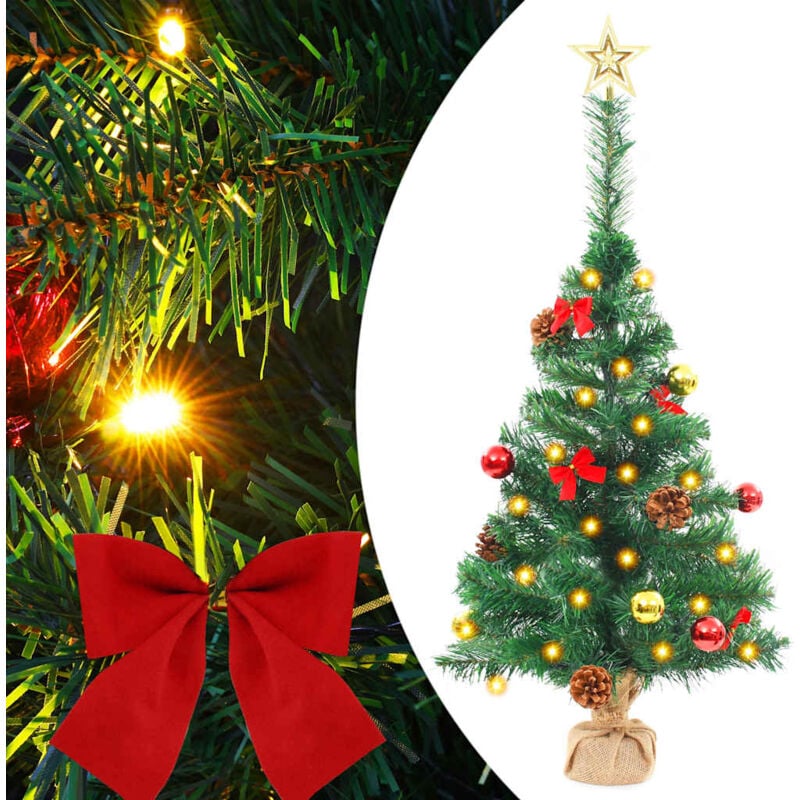 foto del prodotto vidaxl albero di natale preilluminato con palline verde 64 cm