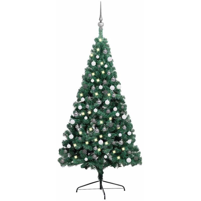 foto del prodotto vidaxl albero di natale preilluminato con supporto verde 120 cm pvc