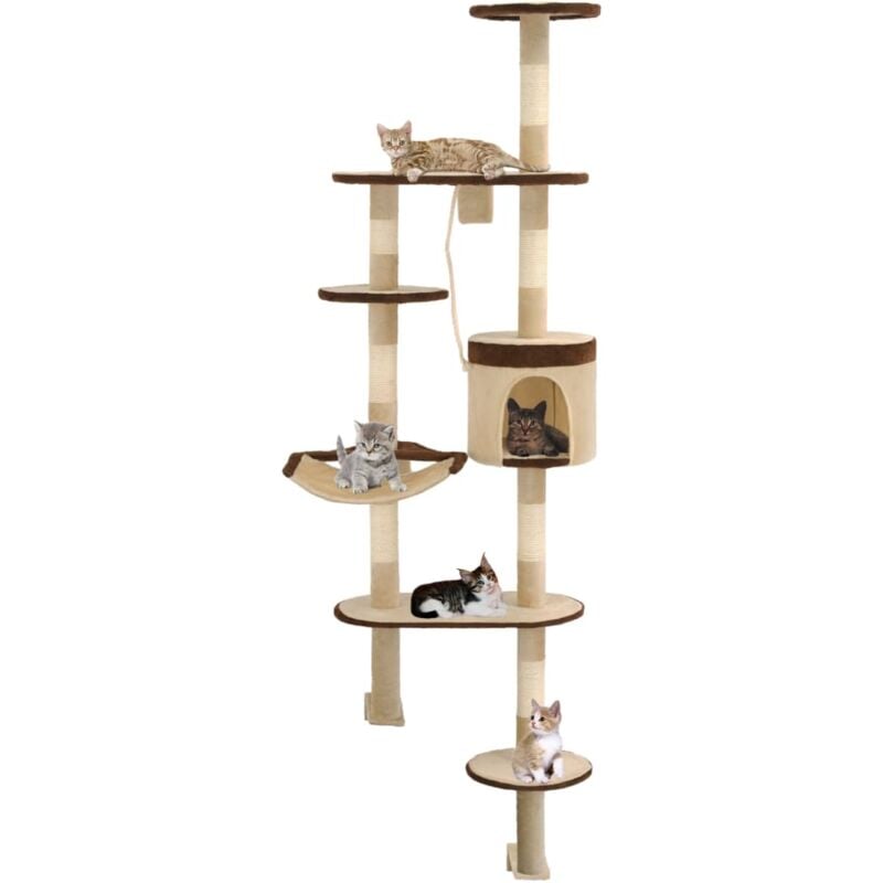 foto del prodotto vidaxl albero gatti tiragraffi in sisal a muro 194 cm beige e marrone