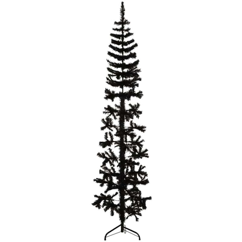 foto del prodotto vidaxl albero natale artificiale sottile a met e supporto nero 180 cm