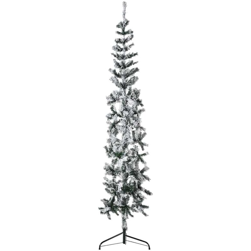 foto del prodotto vidaxl albero natale artificiale sottile a metà neve fioccata 180 cm