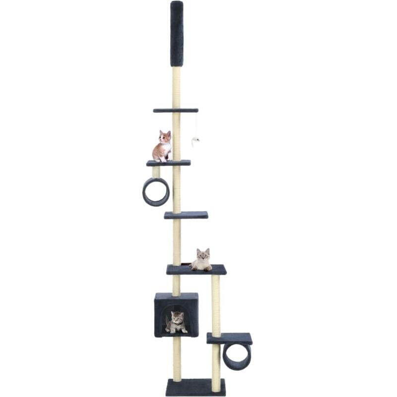 foto del prodotto vidaxl albero per gatti con pali tiragraffi in sisal 260 cm blu scuro 679739
