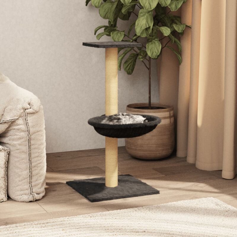 foto del prodotto vidaxl albero per gatti con palo tiragraffi sisal grigio scuro 74 cm