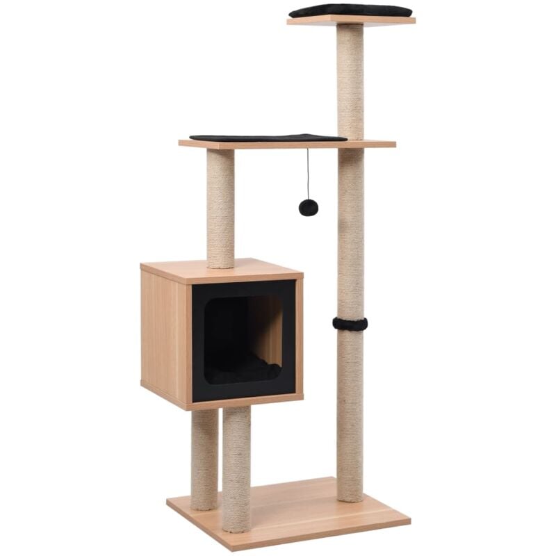 foto del prodotto vidaxl albero per gatti con tappeto tiragraffi in sisal 123 cm con cuscini vari colori colore marrone e nero