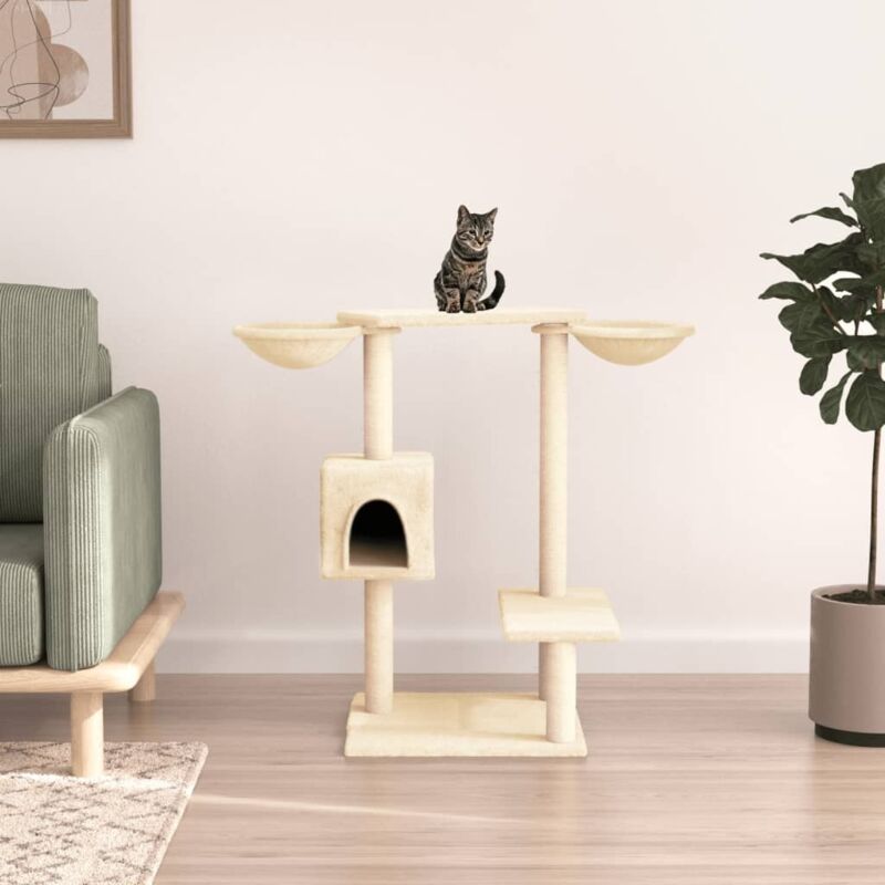 foto del prodotto vidaxl albero per gatti con tiragraffi crema 82 cm