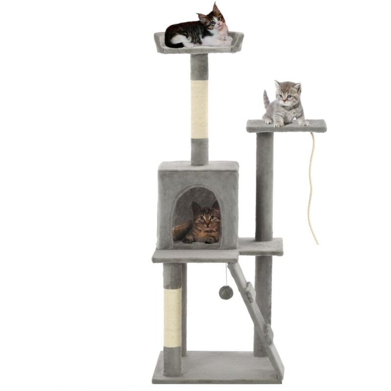foto del prodotto vidaxl albero per gatti con tiragraffi in sisal 120 cm grigio 164274