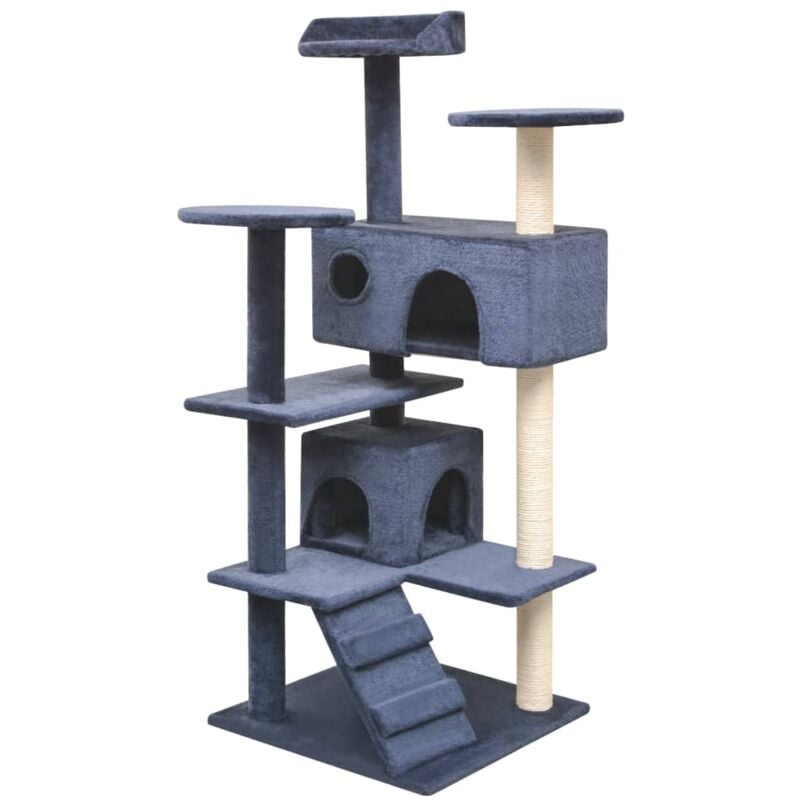 foto del prodotto vidaxl albero per gatti con tiragraffi in sisal 125 cm blu scuro