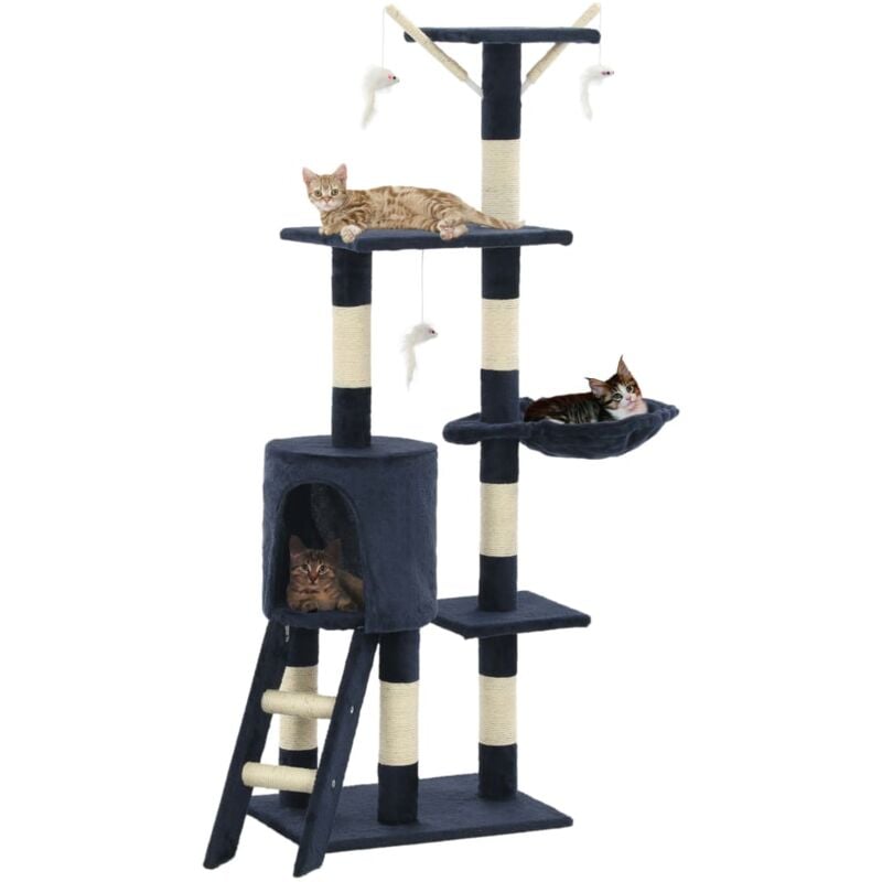 foto del prodotto vidaxl albero per gatti con tiragraffi in sisal 138 cm blu scuro