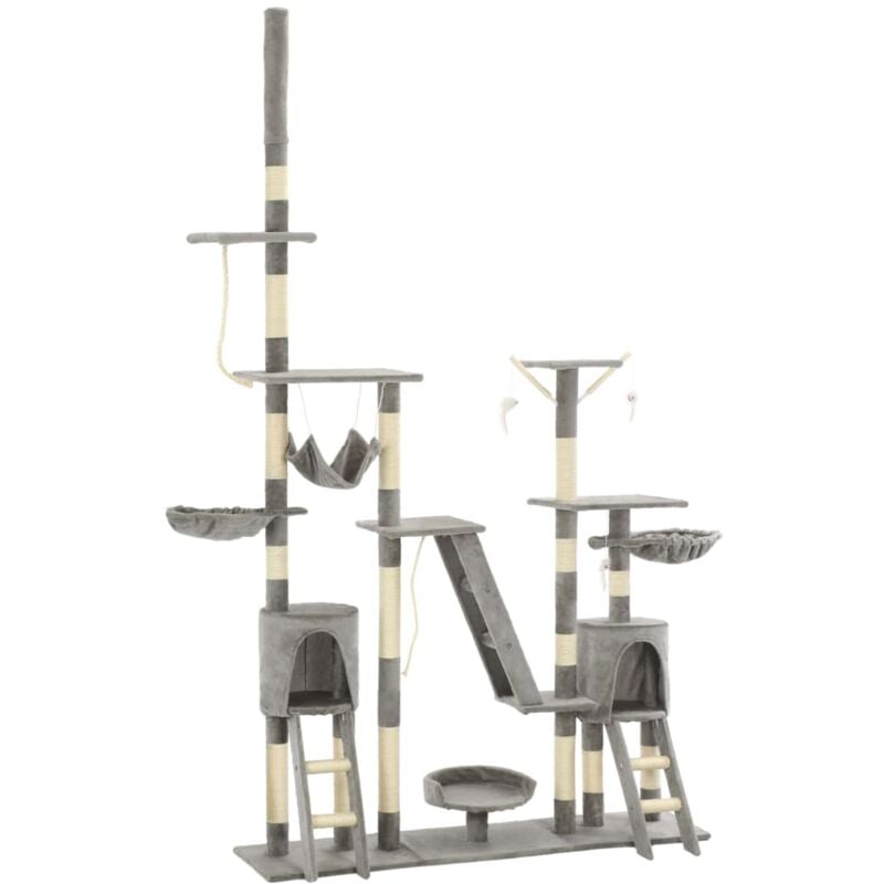 foto del prodotto vidaxl albero per gatti con tiragraffi in sisal 230 250 cm grigio