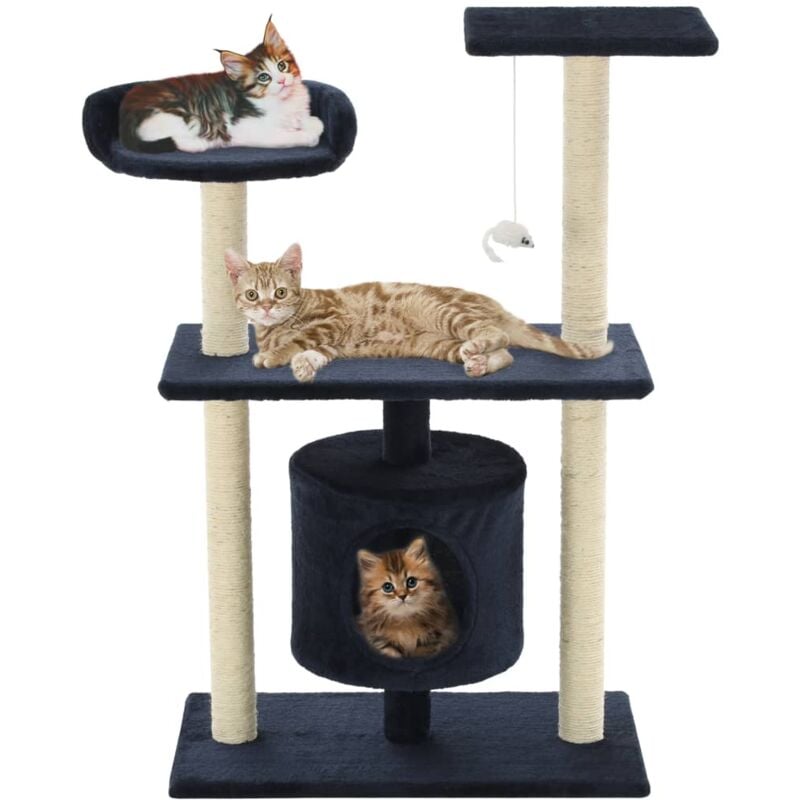 foto del prodotto vidaxl albero per gatti con tiragraffi in sisal 95 cm blu scuro 878654
