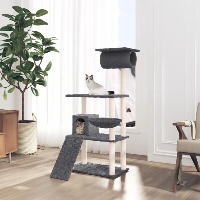 foto del prodotto vidaxl albero per gatti con tiragraffi in sisal altezza 131 cm vari colori colore grigio
