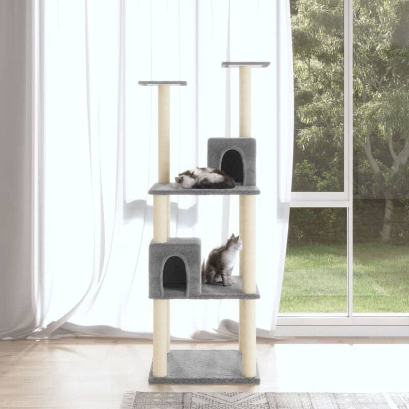 foto del prodotto vidaxl albero per gatti con tiragraffi in sisal altezza 141 cm vari colori colore grigio