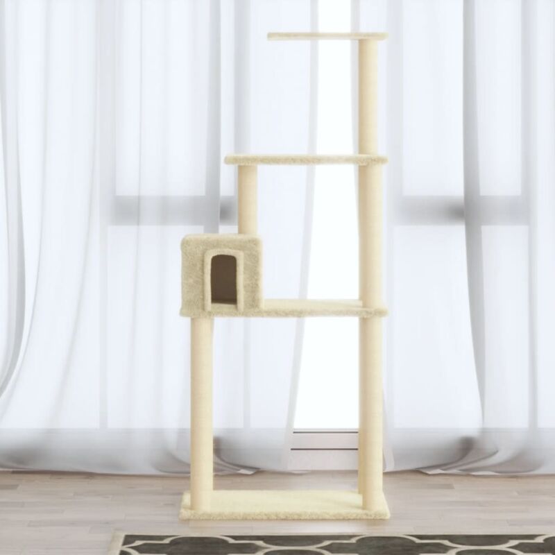 foto del prodotto vidaxl albero per gatti con tiragraffi in sisal altezza 147 cm vari colori colore crema