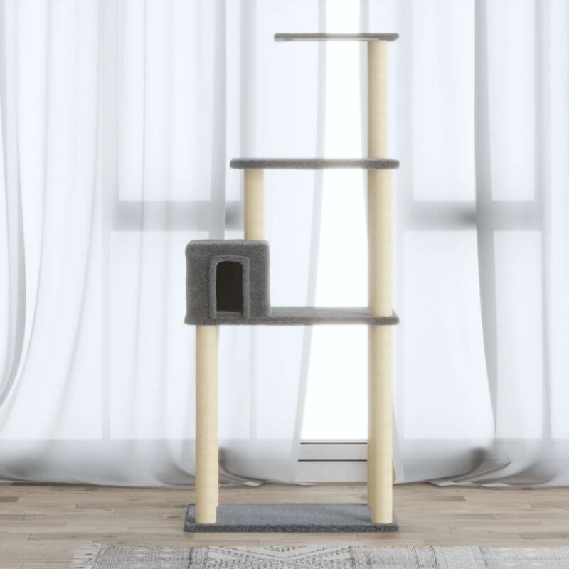 foto del prodotto vidaxl albero per gatti con tiragraffi in sisal altezza 147 cm vari colori colore grigio