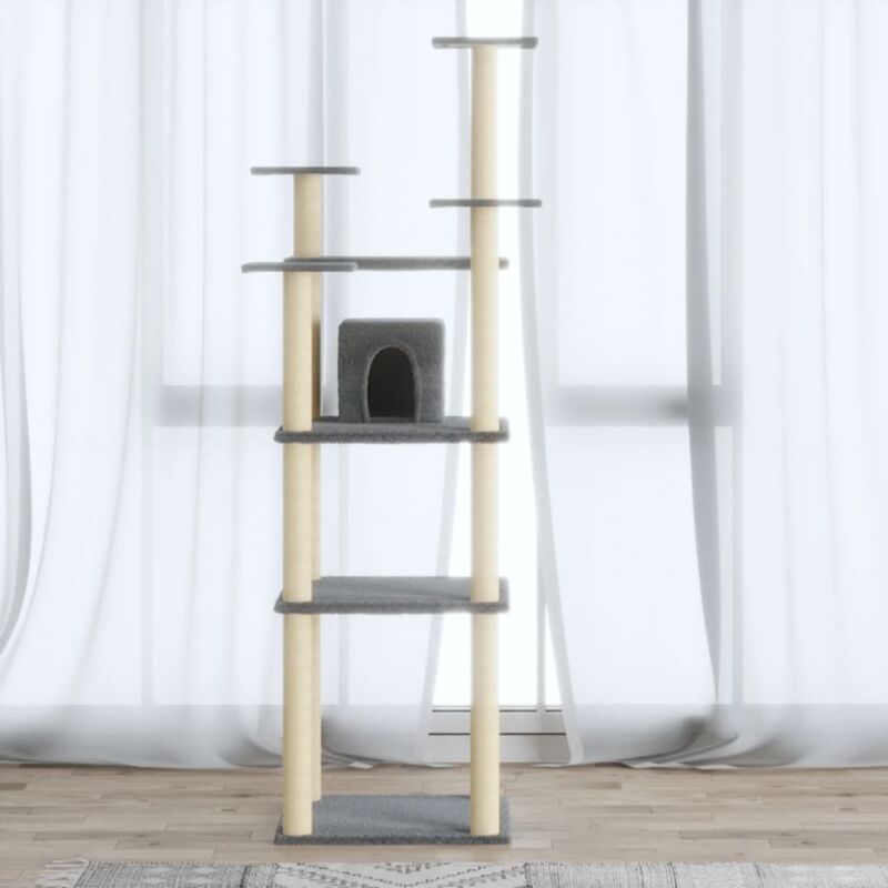 foto del prodotto vidaxl albero per gatti con tiragraffi in sisal altezza 171 cm vari colori colore grigio