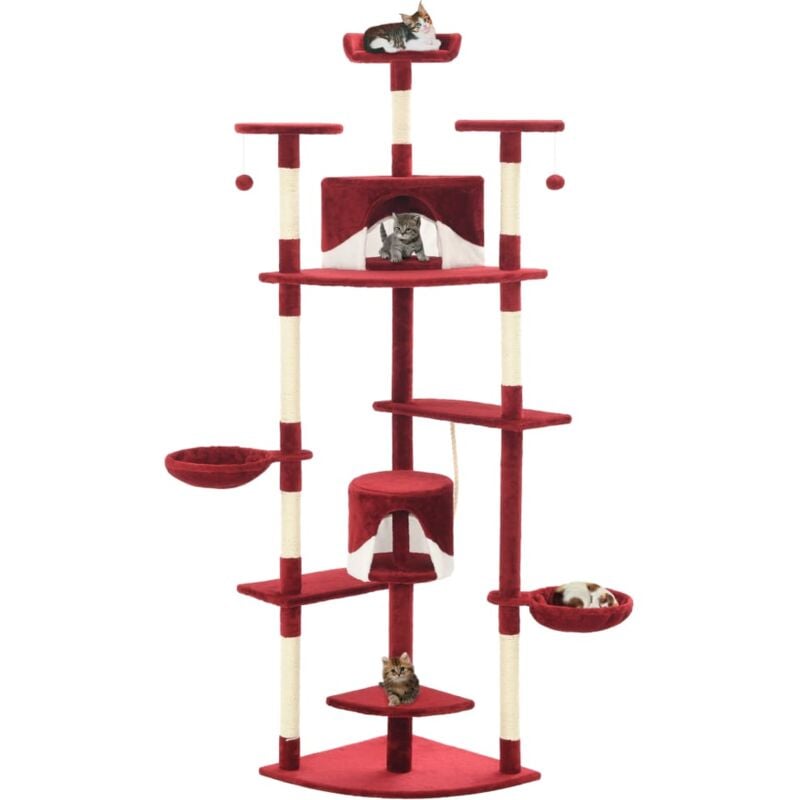 foto del prodotto vidaxl albero per gatti con tiragraffi in sisal altezza 203 cm gioco vari colori colore rosso bianco