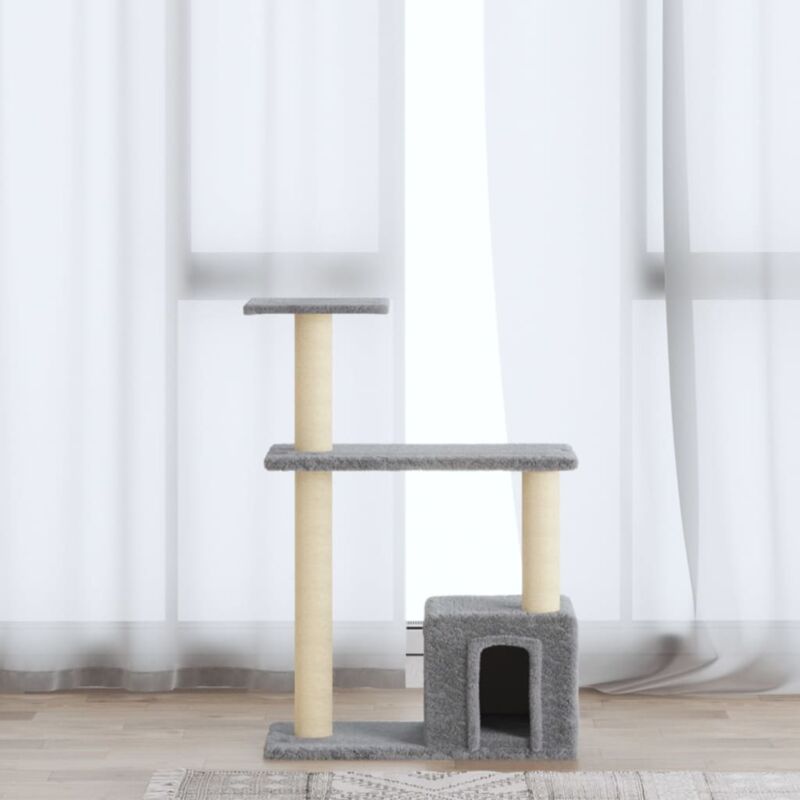 foto del prodotto vidaxl albero per gatti con tiragraffi in sisal altezza 70 cm vari colori colore grigio chiaro