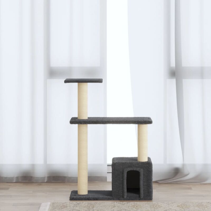 foto del prodotto vidaxl albero per gatti con tiragraffi in sisal altezza 70 cm vari colori colore grigio scuro