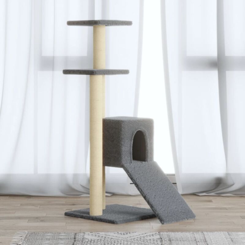 foto del prodotto vidaxl albero per gatti con tiragraffi in sisal altezza 92 cm vari colori colore grigio