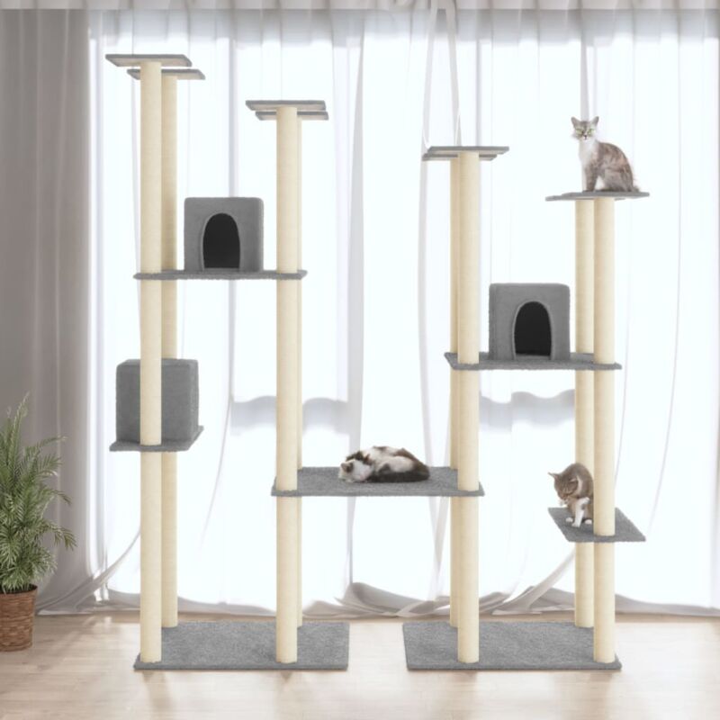 foto del prodotto vidaxl albero per gatti con tiragraffi in sisal altezza struttura 174 cm vari colori colore grigio