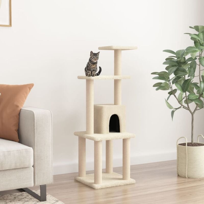 foto del prodotto vidaxl albero per gatti con tiragraffi in sisal crema 105 cm