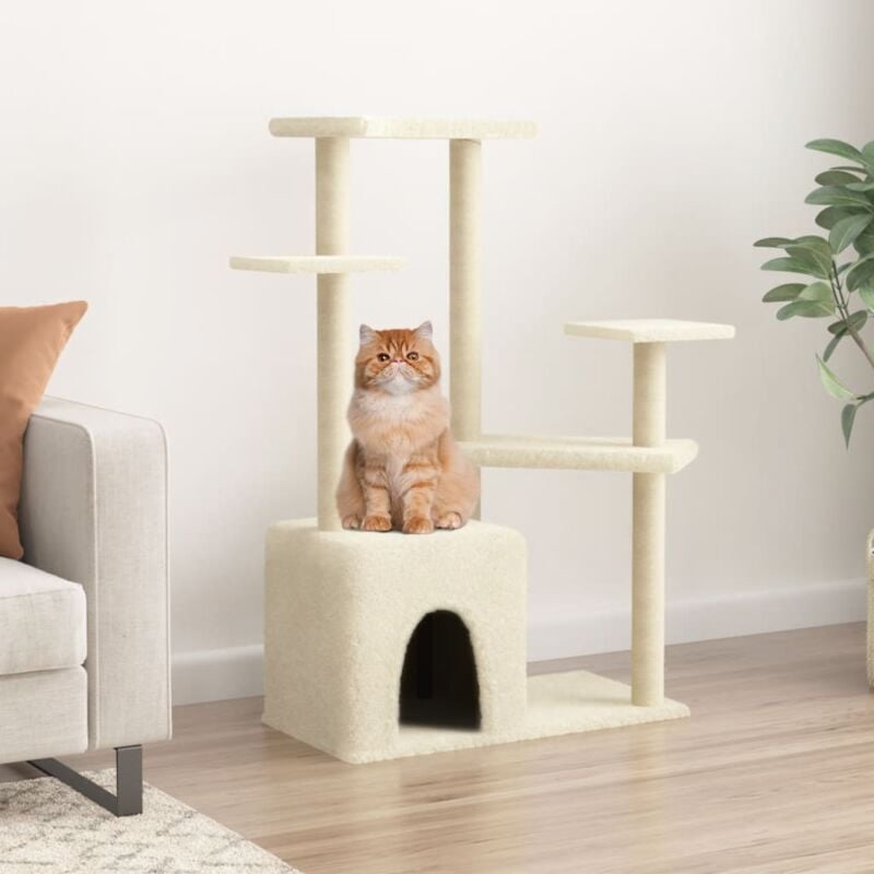 foto del prodotto vidaxl albero per gatti con tiragraffi in sisal crema 107,5 cm