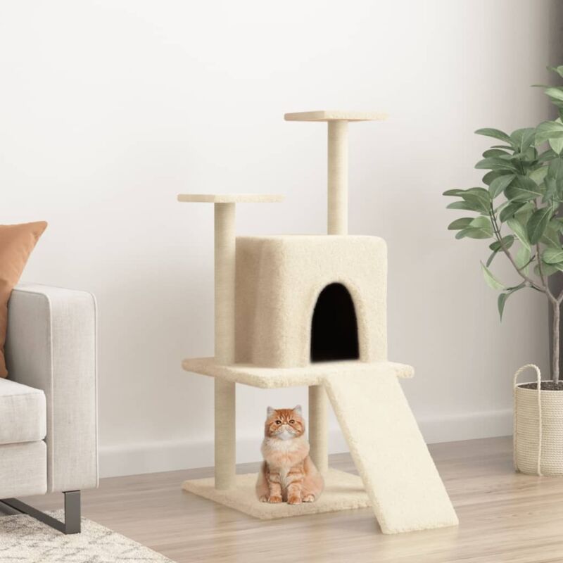 foto del prodotto vidaxl albero per gatti con tiragraffi in sisal crema 110 cm