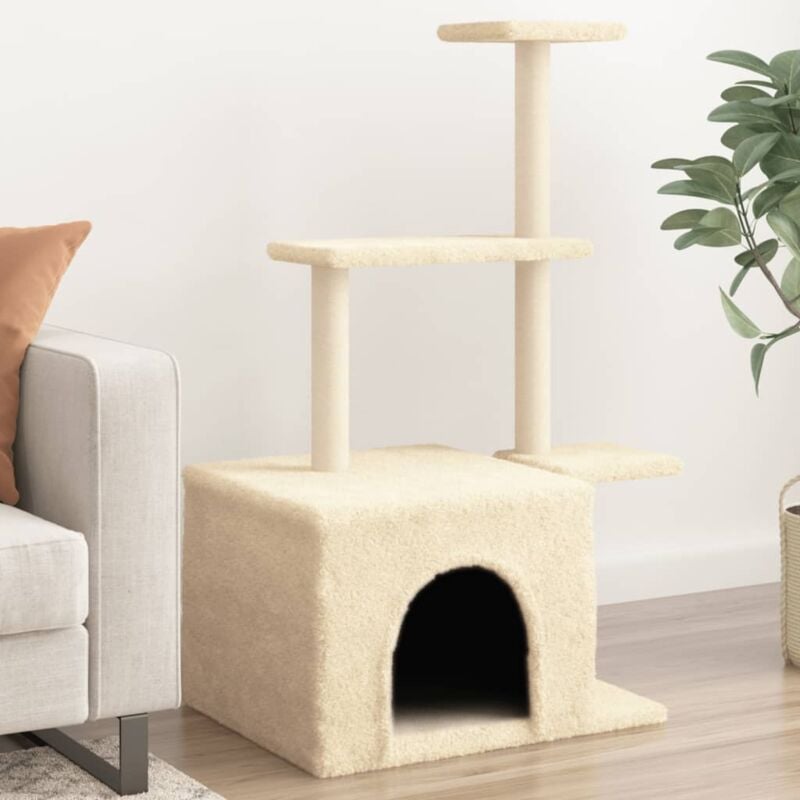 foto del prodotto vidaxl albero per gatti con tiragraffi in sisal crema 110 cm