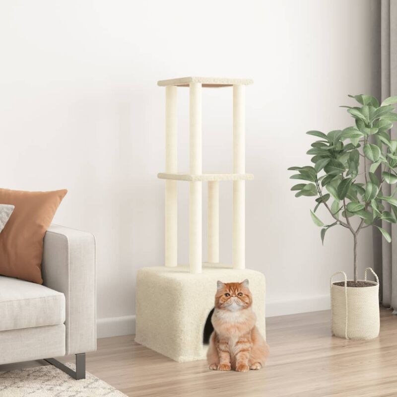 foto del prodotto vidaxl albero per gatti con tiragraffi in sisal crema 133,5 cm