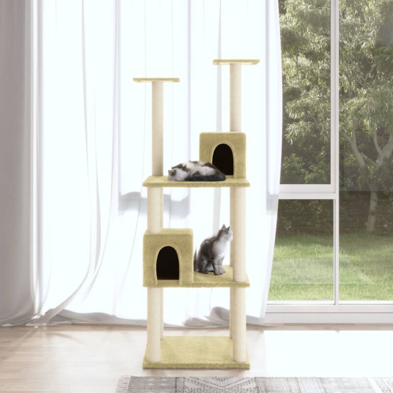 foto del prodotto vidaxl albero per gatti con tiragraffi in sisal crema 141 cm 514785
