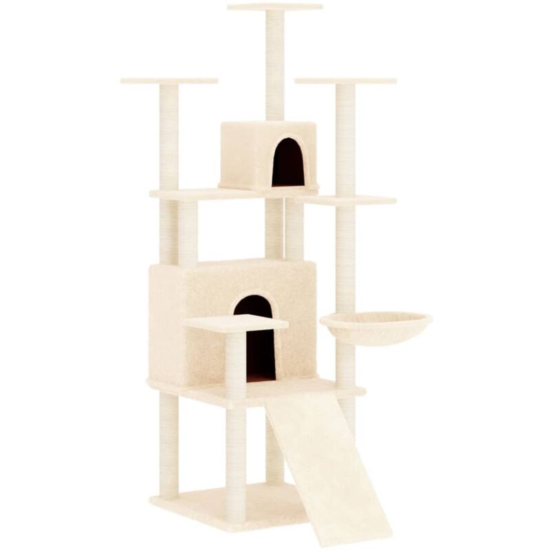 foto del prodotto vidaxl albero per gatti con tiragraffi in sisal crema 154 cm