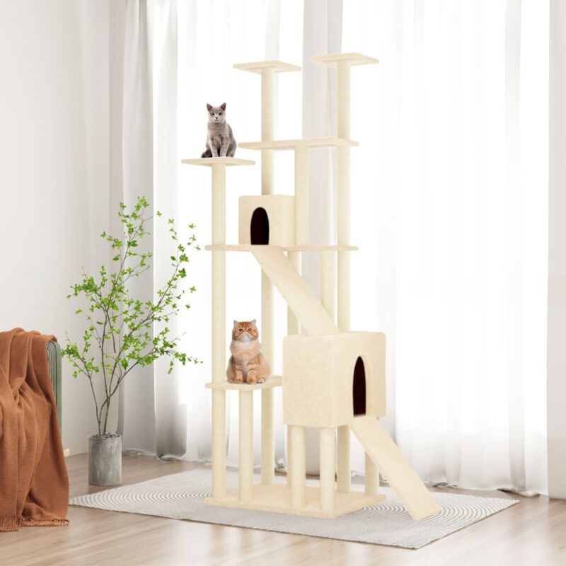 foto del prodotto vidaxl albero per gatti con tiragraffi in sisal crema 190 cm 727286