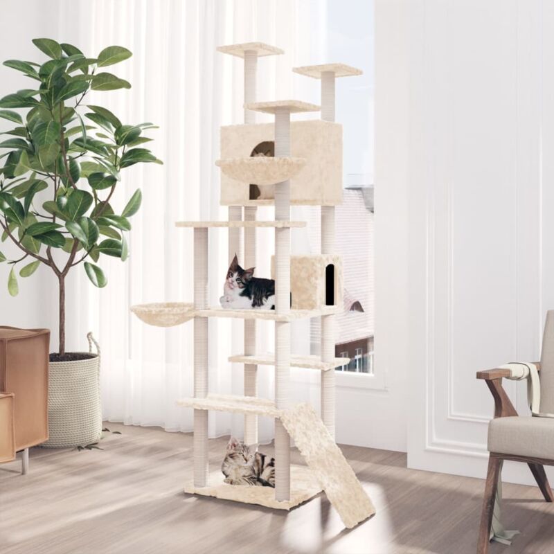 foto del prodotto vidaxl albero per gatti con tiragraffi in sisal crema 191 cm 260379