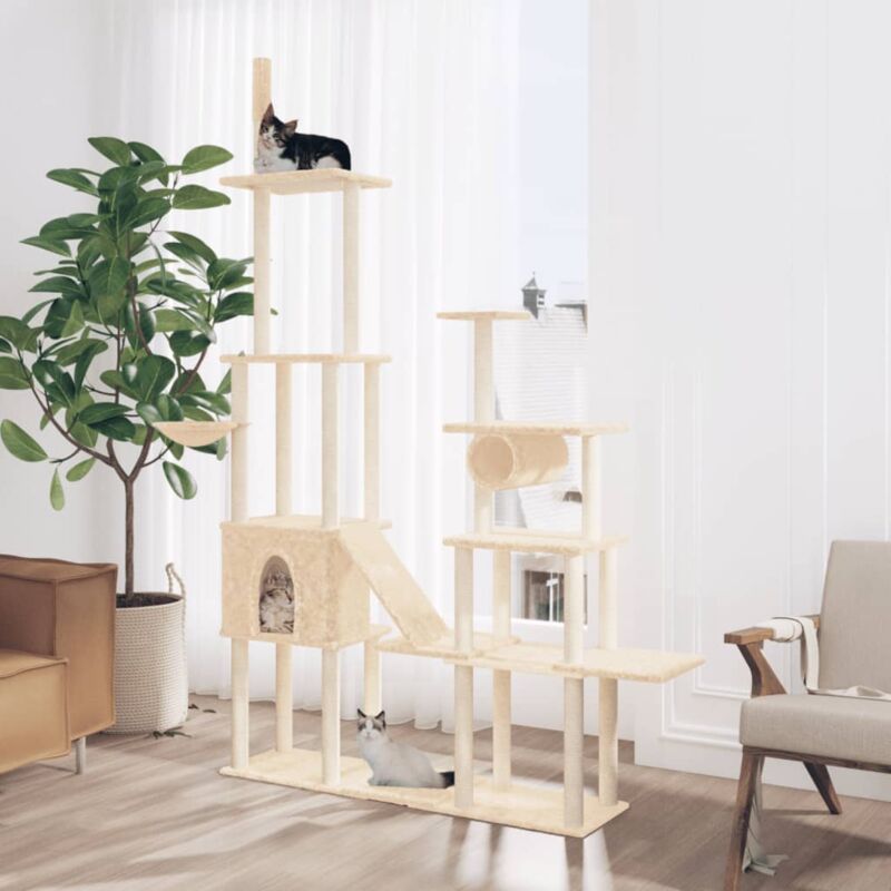 foto del prodotto vidaxl albero per gatti con tiragraffi in sisal crema 279 cm 120179