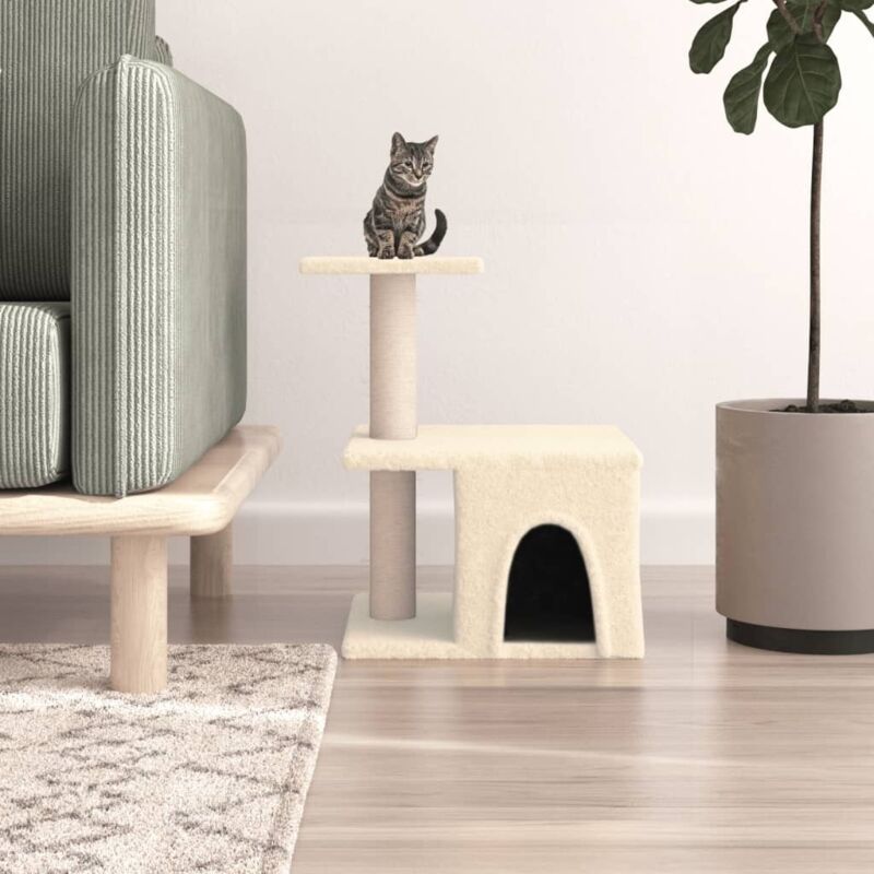 foto del prodotto vidaxl albero per gatti con tiragraffi in sisal crema 48 cm