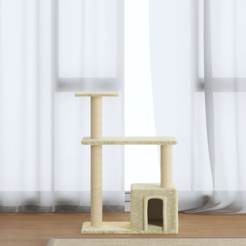 foto del prodotto vidaxl albero per gatti con tiragraffi in sisal crema 70 cm