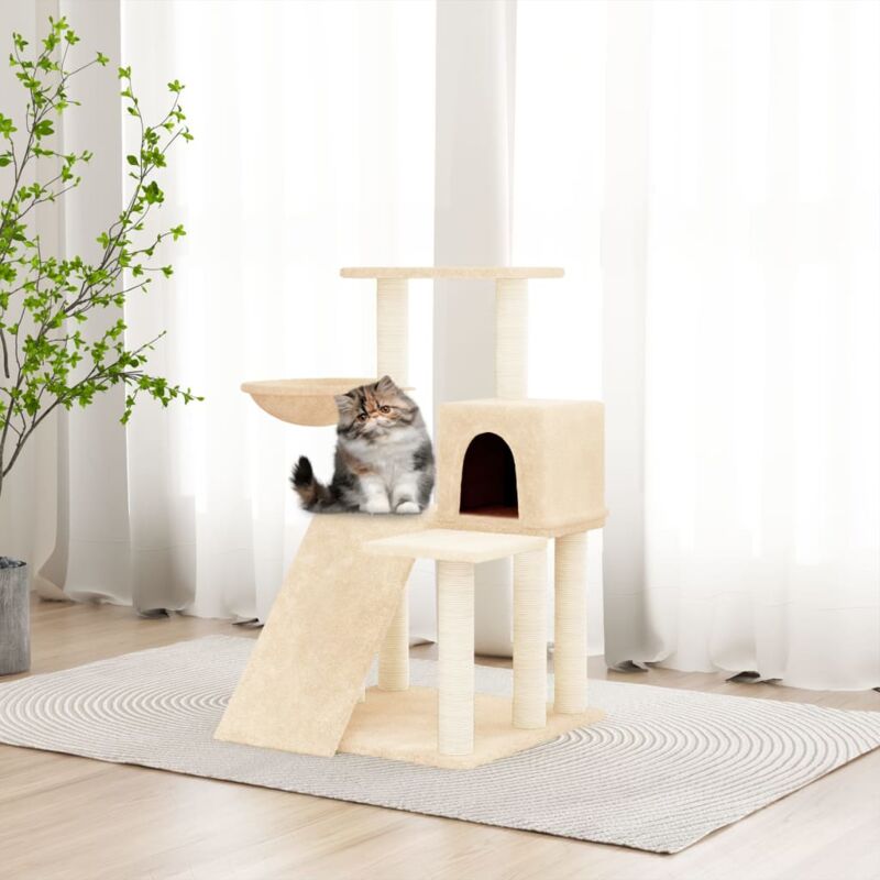 foto del prodotto vidaxl albero per gatti con tiragraffi in sisal crema 82 cm