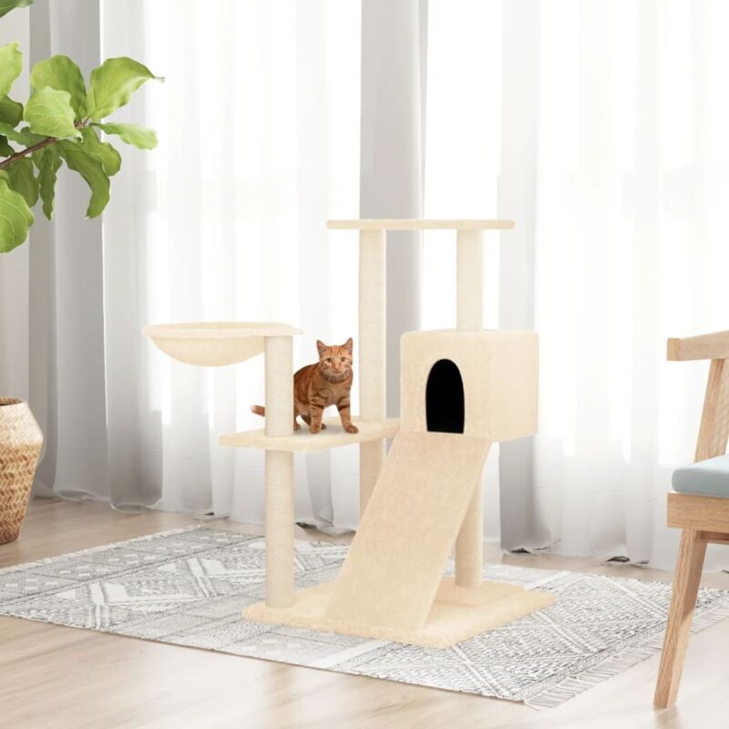 foto del prodotto vidaxl albero per gatti con tiragraffi in sisal crema 82 cm