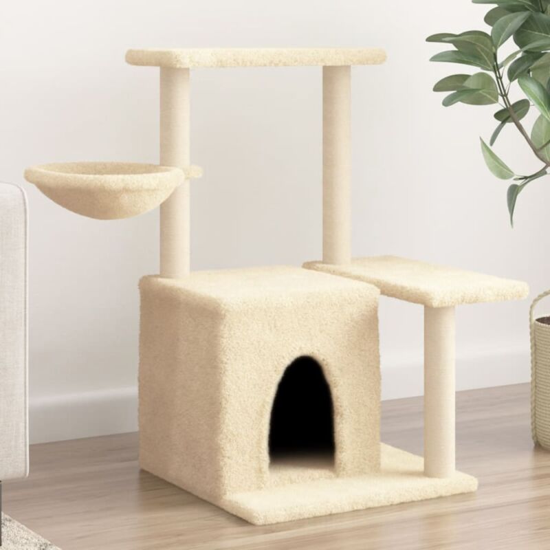 foto del prodotto vidaxl albero per gatti con tiragraffi in sisal crema 83 cm