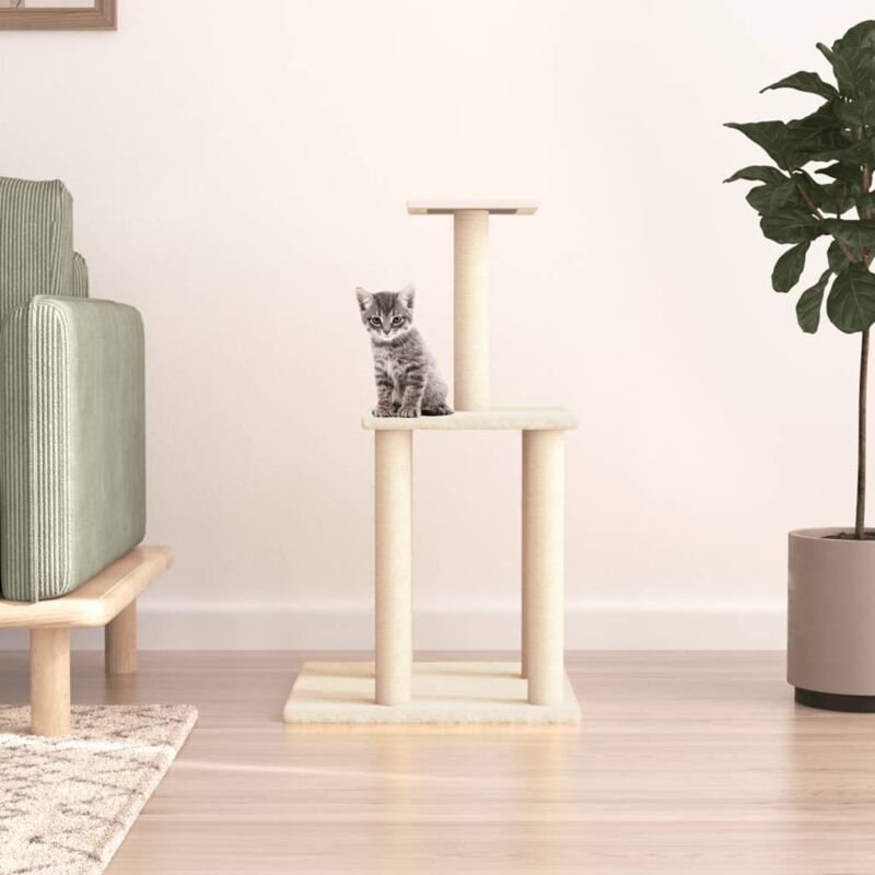 foto del prodotto vidaxl albero per gatti con tiragraffi in sisal crema 85,5 cm