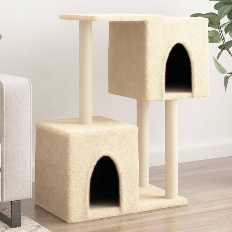 foto del prodotto vidaxl albero per gatti con tiragraffi in sisal crema 86 cm