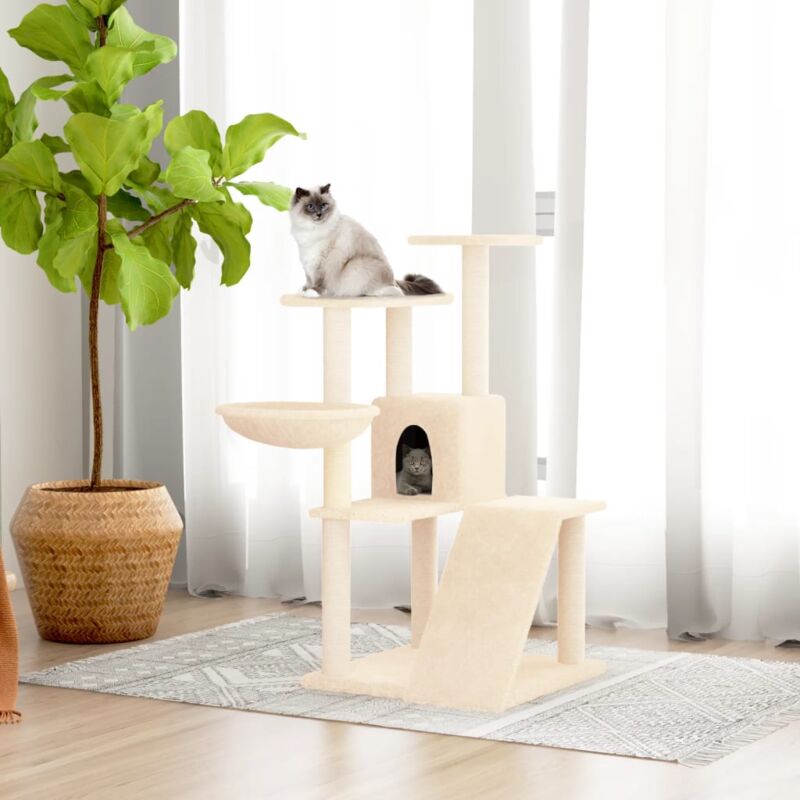 foto del prodotto vidaxl albero per gatti con tiragraffi in sisal crema 94 cm