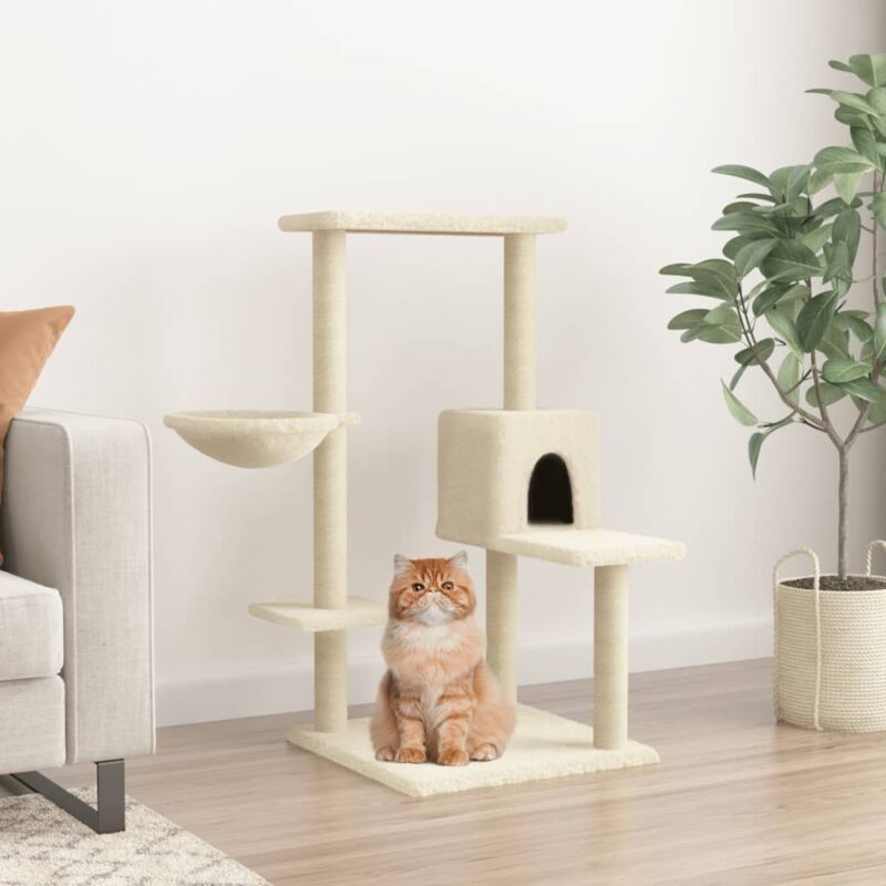 foto del prodotto vidaxl albero per gatti con tiragraffi in sisal crema 95 cm