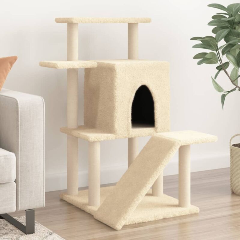 foto del prodotto vidaxl albero per gatti con tiragraffi in sisal crema 97 cm