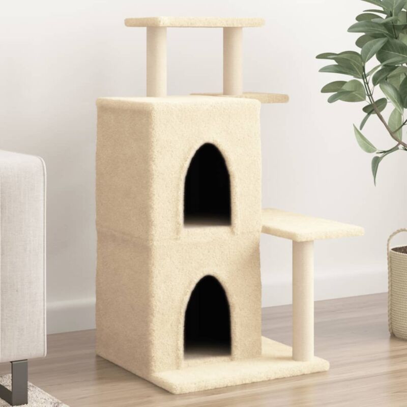 foto del prodotto vidaxl albero per gatti con tiragraffi in sisal crema 97 cm