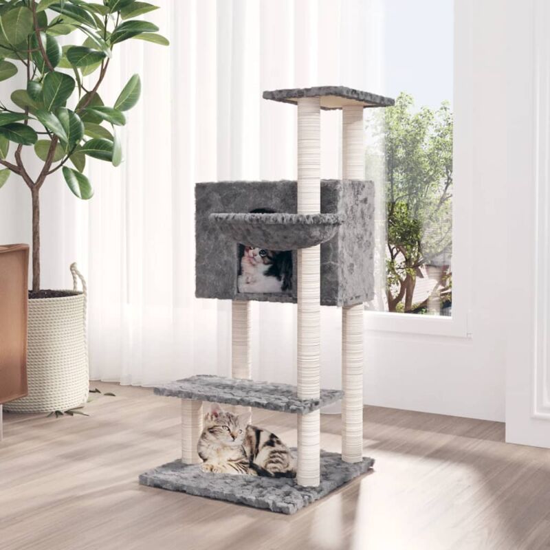 foto del prodotto vidaxl albero per gatti con tiragraffi in sisal grigio chiaro 108,5 cm