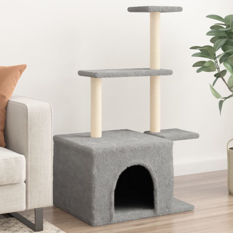foto del prodotto vidaxl albero per gatti con tiragraffi in sisal grigio chiaro 110 cm
