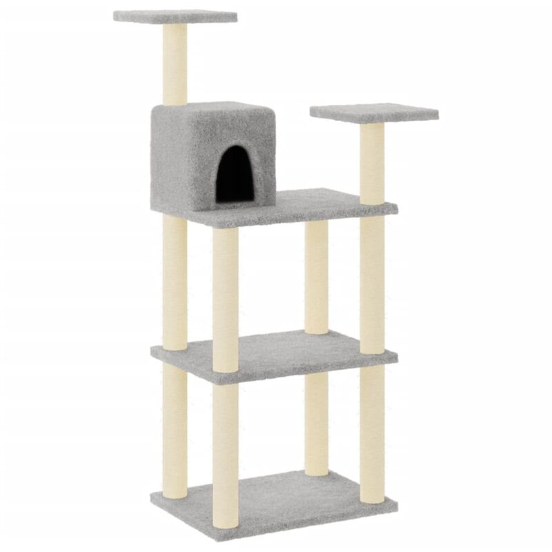 foto del prodotto vidaxl albero per gatti con tiragraffi in sisal grigio chiaro 118,5 cm