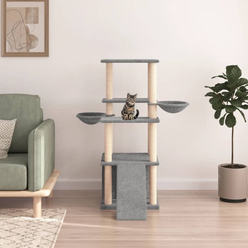 immagine 0 del prodotto vidaxl albero per gatti con tiragraffi in sisal grigio chiaro 133 cm